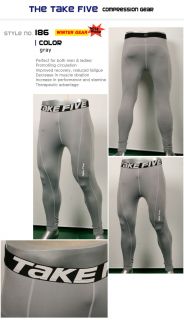 New Mens Skin Tight Winter Compression 186 Sports Pants Gray