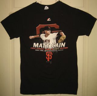 SF GIANTS Shirt S Matt Cain 1st Perfect Game San Francisco MLB