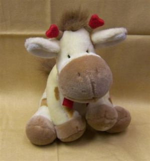Adorable Russ 7 Plush Cuddly Baby Giraffe with Heart Antlers Red Bow
