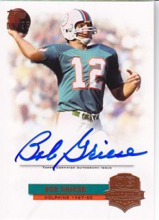 2012 Topps Bob Griese on Card Autograph Auto Immortals 9 25