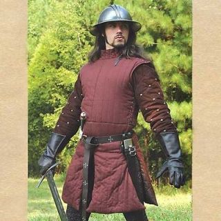 Medieval Infantry Gambeson   Sleeveless Quilted Cotton Burgundy
