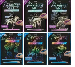 NEW A4 ENGRAVING ART KITS PICK FROM 7 HOLOGRAPHIC & RAINBOW SCRAPER