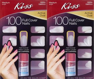 PACK** Kiss 100ct ACTIVE OVAL Full Coverage Nails