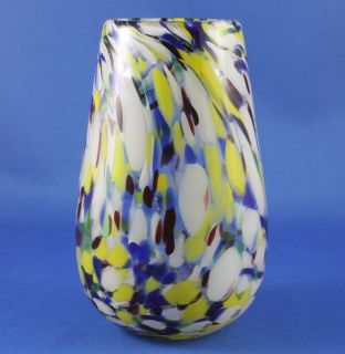 Multi Color Art Glass Large Vase Estate Collection