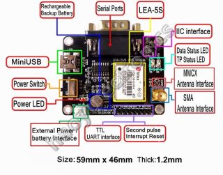 GPS Module Development Board U Blox Lea 5S Lea 5H Lea 6S