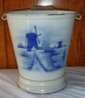 Graniteware Granite Windmill Enamel enamelware Antique Vintage Bucket