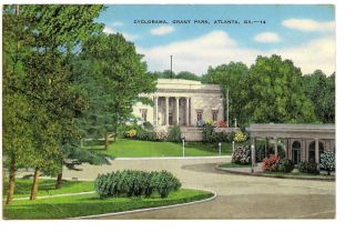 Atlanta GA Cyclorama Grant Park Vtg Linen Postcard