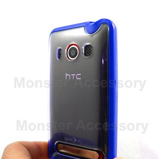 Blue Softgrip Gel Candy Case Hard Cover for HTC EVO 4G