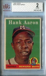 Hank Aaron 1958 Topps 30A White Letters BVG 2 Good