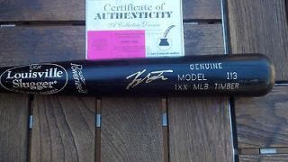 HOT ROOKIE SIGNED MIAMI MARLINS KYLE JENSEN MLB TIMBER GAME USED BAT
