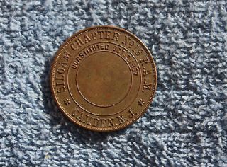 1867 Siloam Chapter 19, Camden, NJ Masonic One Penny Coin Token