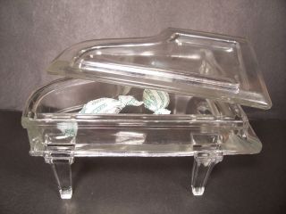 Grand Piano Clear Glass Trinket Box Jewelry Box Baby Grand Vintage