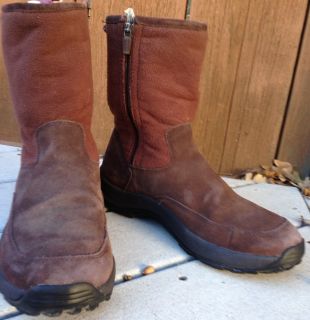 Womens size 8 5 LL Bean Winter Snow Boots Fleece Brown NuBuck Suede