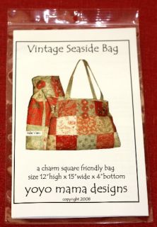 Pattern Vintage Seaside Bag Tote Purse 5 Charm Squares