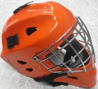 Hackva Hockey Goalie Goal Face Mask Helmet Medium Orange Chrome Cage