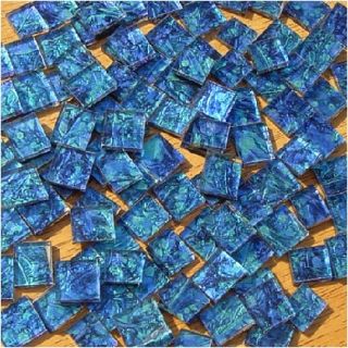 100 Blue Bluegreen Van Gogh 1 2 Square Glass Mosaic Tile