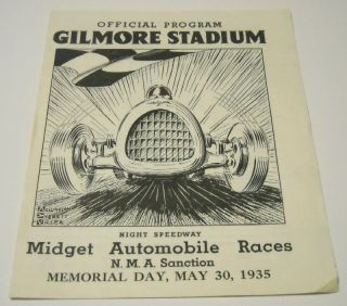 RARE 1935 Gilmore Stadium Midget race program racing Bob Swanson Bill