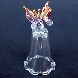 Butterfly Blown Glass Thimble Crystal Gold Figurine