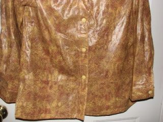 HARTMAN SPORT, Rust Gold Faux Leather Poly Vinyl Snakeskin Jacket Coat