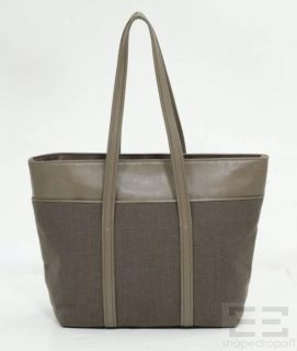 hartmann luggage taupe leather woven canvas tote bag
