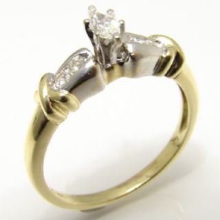 Heavy White and Yellow Gold Diamond Engagement Ring