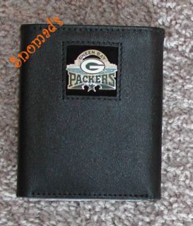 Genuine Leather Wallet Green Bay Packers Metal Emblem Tri Fold