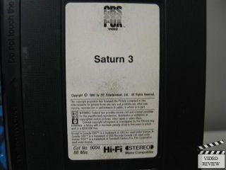 Saturn 3 VHS Kirk Douglas Farrah Fawcett Harvey Keitel