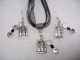 Harry Potter ( Castle with Letters / Black Crystal) Necklace