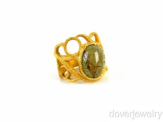 Italian Design Green Quartz 14k Gold Large Ring