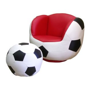 ORE Soccer Kids Sports Novelty Chair and Ottoman Set