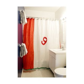 Ella Vickers Spinnaker Shower Curtain in White Sailcloth with Red