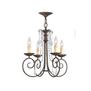 Crystorama Sutton 4 Light Wrought Iron Chandelier Draped with Crystal
