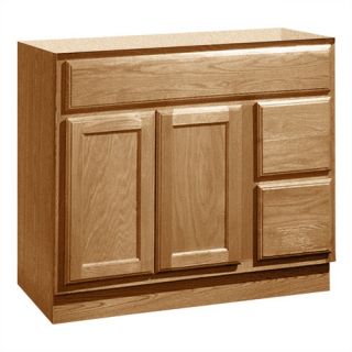 Bostonian Series 36 x 21 Red Oak Bathroom Vanity with Right Side
