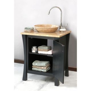 Virtu Luneberg Single Vessel 26 Bathroom Vanity in Black   LS 1019T