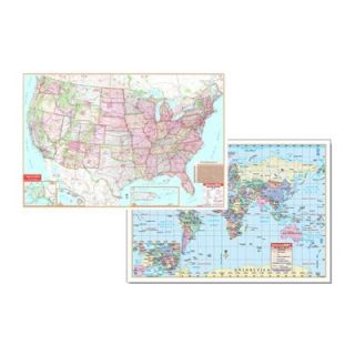 Universal Map Us & World Physical Map Set 50x32   UNI2982327