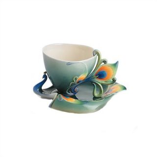 Franz Collection Peacock Splendor Porcelain Tea Cup Set   FZ01205