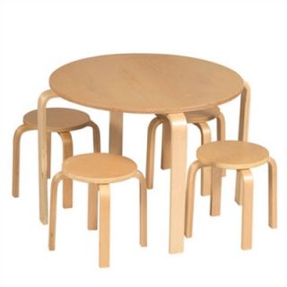 Guidecraft Natural Nordic Kids 5 Piece Table and Stool Set   G81045
