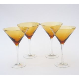 Certified International Glass Stemware Dark Amber Martini Glasses (Set