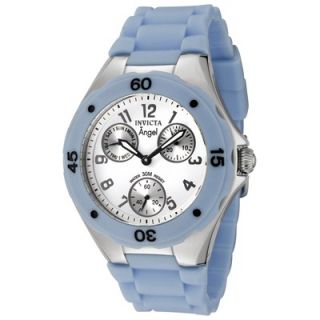 Invicta Womens Angel White Dial Watch in Baby Blue Silicone
