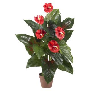 Nearly Natural 36 Silk Anthurium Plant in Red