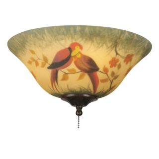 Hand painted Parrot Ceiling Fan Glass Bowl Shade