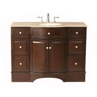 48 Bathroom Vanity Set in Dark Brown with Marble Top   GM 6123 48 TR