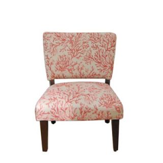 Kinfine Floral Fabric Gigi Accent Chair in Salmon