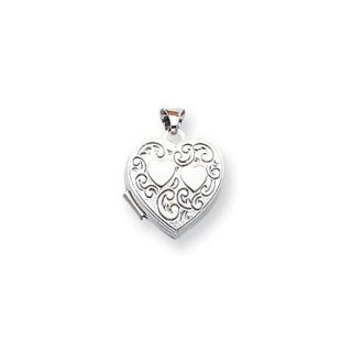 Jewelryweb 14k White Gold Heart Locket   QTL40764NC Locket