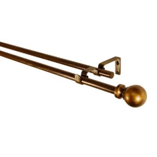 BCL Drapery Hardware Classic Ball Double Curtain Rod in Antique Gold