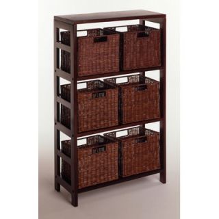 Winsome Capri Storage Shelf with 6 Foldable Black Fabric Baskets
