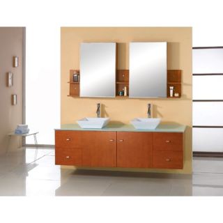 Virtu Clarissa 72 Double Sink Bathroom Vanity Set with Glass Top