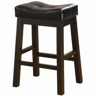 Duncan 24 Backless Barstool in Warm Brown Cherry With Black Uphols