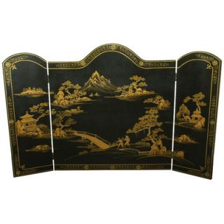 Oriental Furniture 3 Panel Fireplace Screen   LCQ FPSC BC Gold