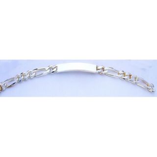 Speidel 95Mens ID Plaque Bracelet with Sterling Silver Figaro